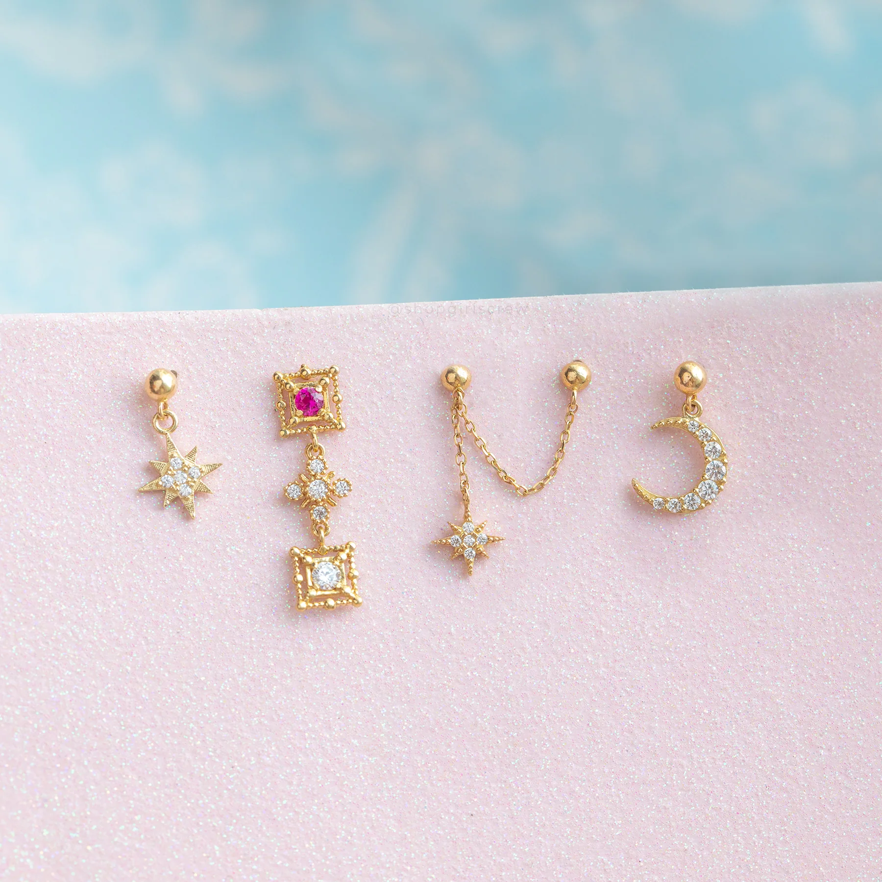 10k Solid Gold Sparkling Sky Earrings - Image 6