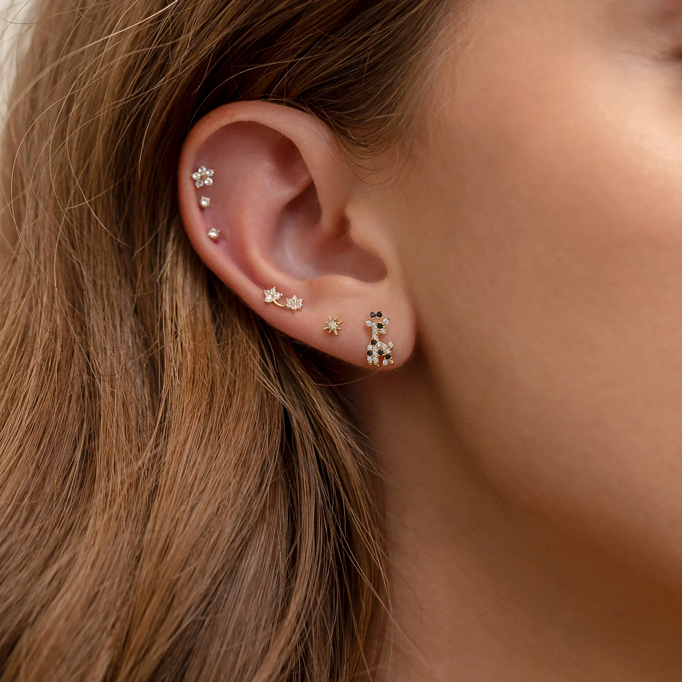 14k Solid Gold Garden Party Stud Earrings - Image 3