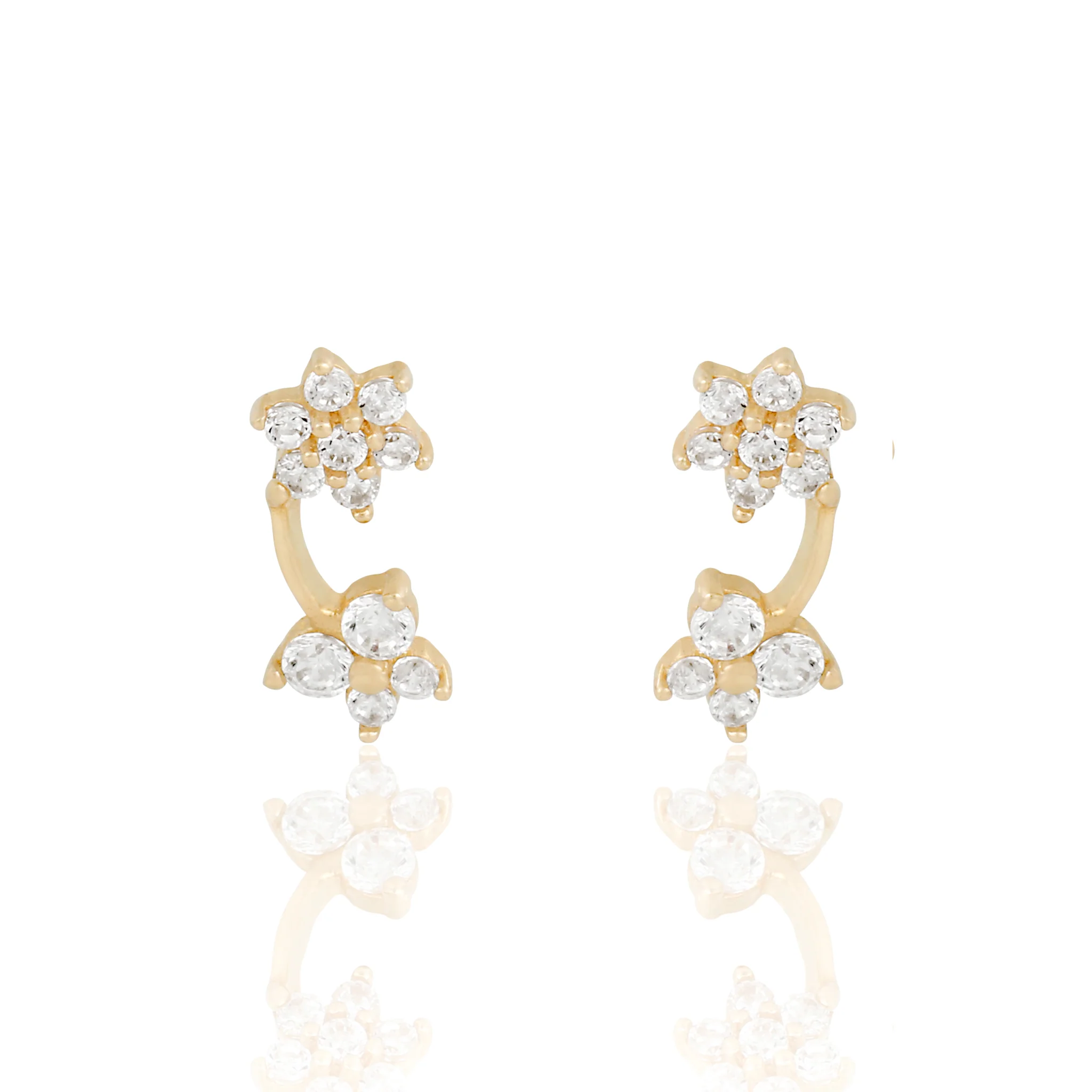 14k Solid Gold Garden Party Stud Earrings - Image 4