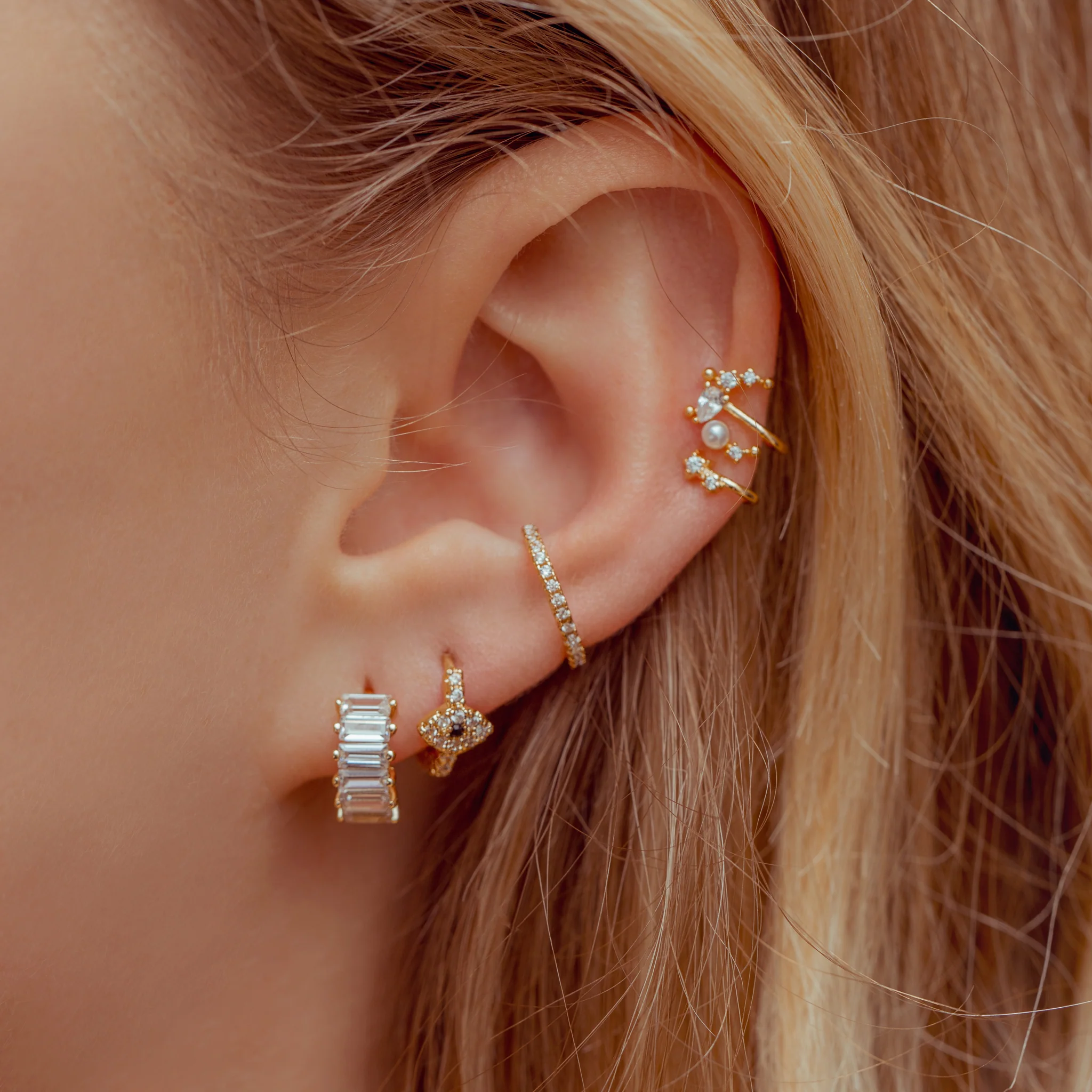 Bling Baguette Huggie Hoops - Image 5