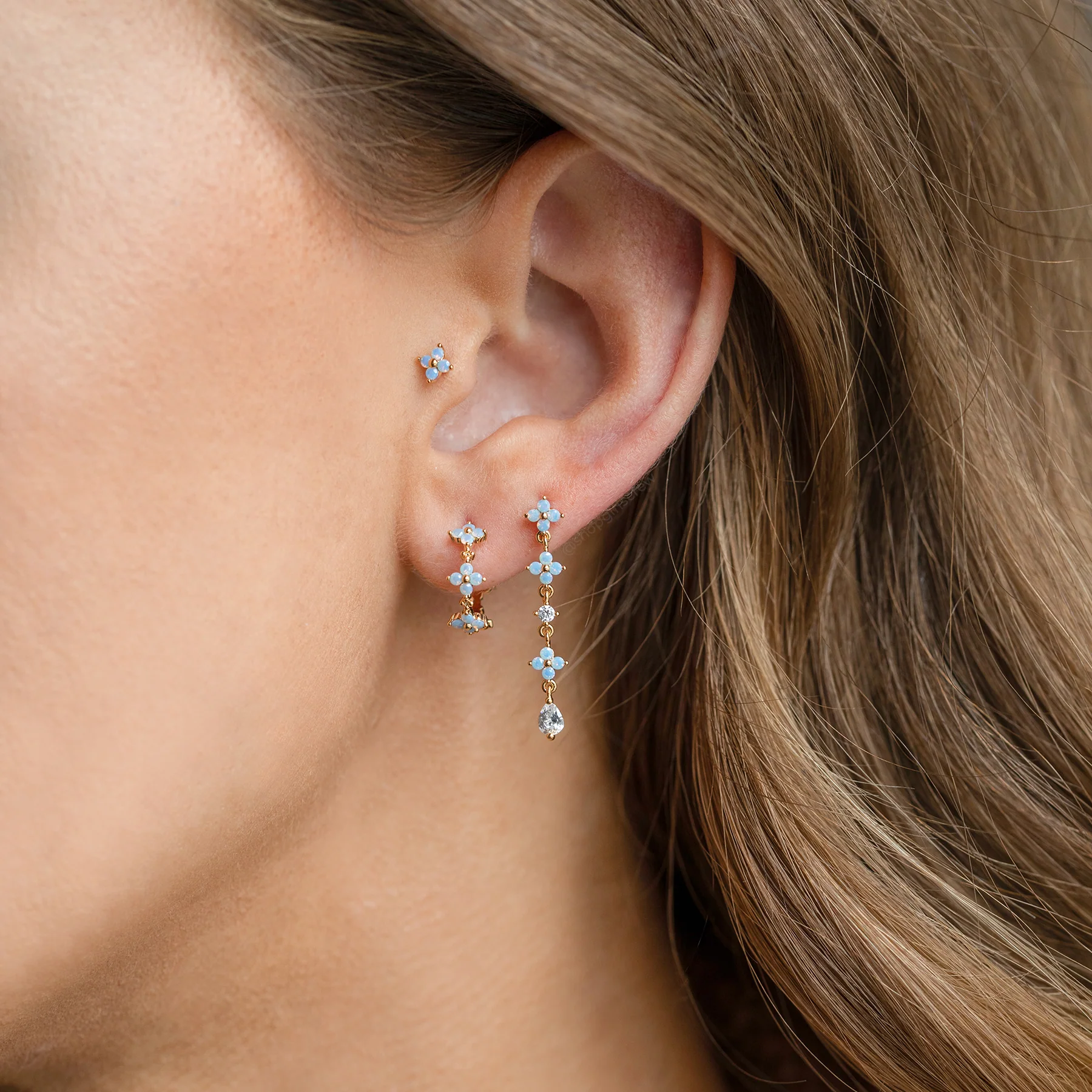 Blue Blossom Love Dangle Earrings - Image 4