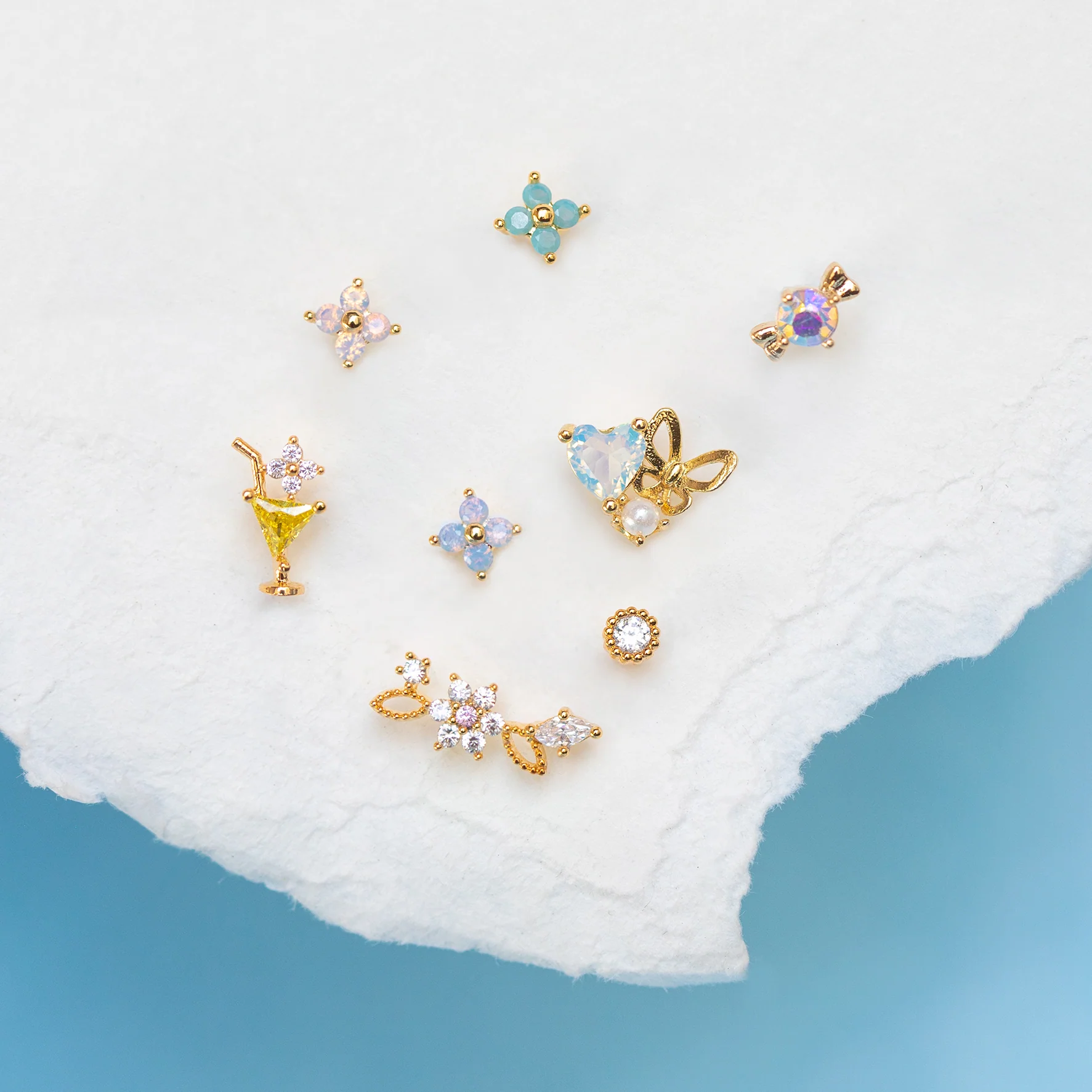 Blue Blossom Piercing Style Earring - Image 3
