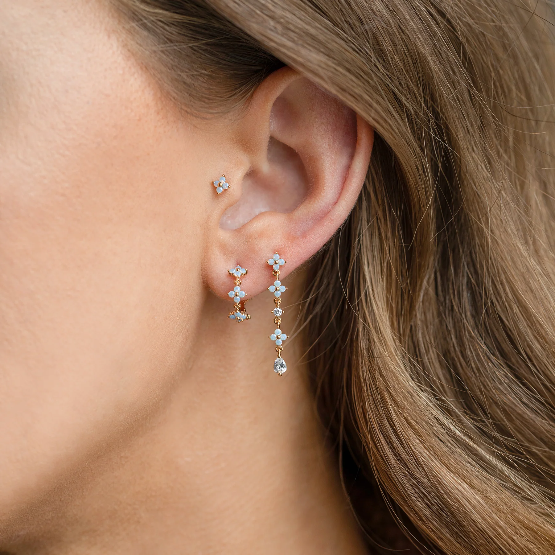 Blue Blossom Piercing Style Earring - Image 4
