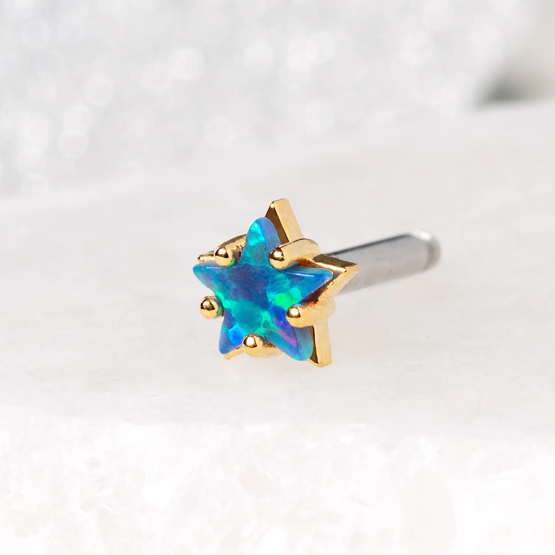 Blue Opal Star Piercing Style Earring - Image 4