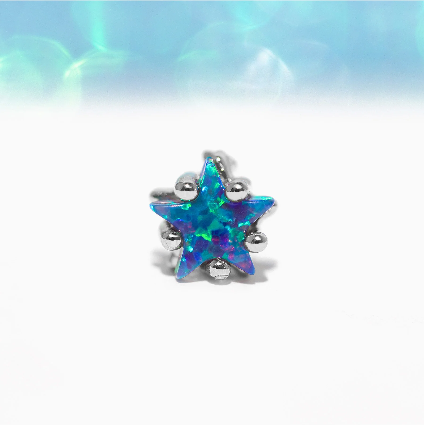 Blue Opal Star Piercing Style Earring - Image 8