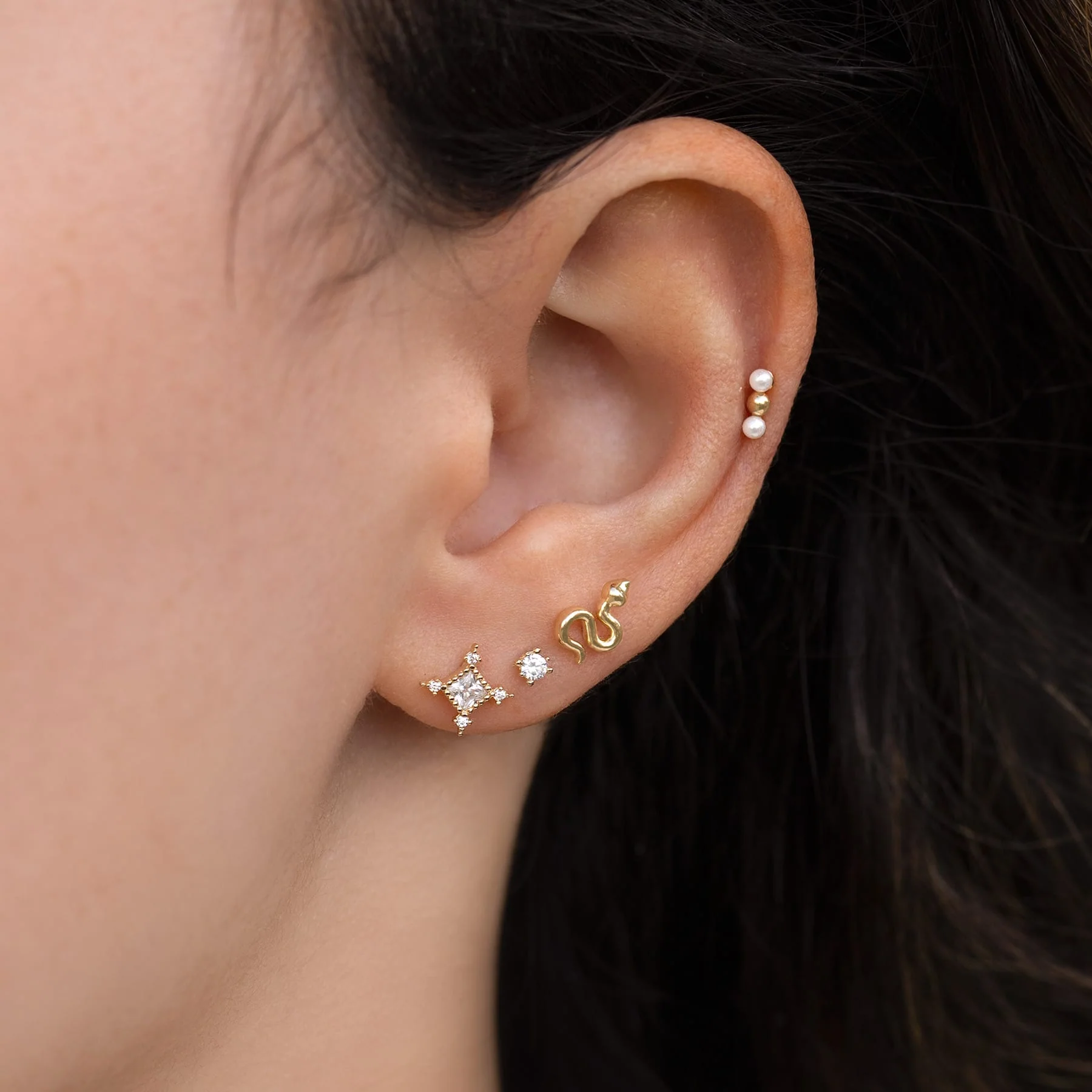 14k Solid Gold Diamond Stud - Image 2