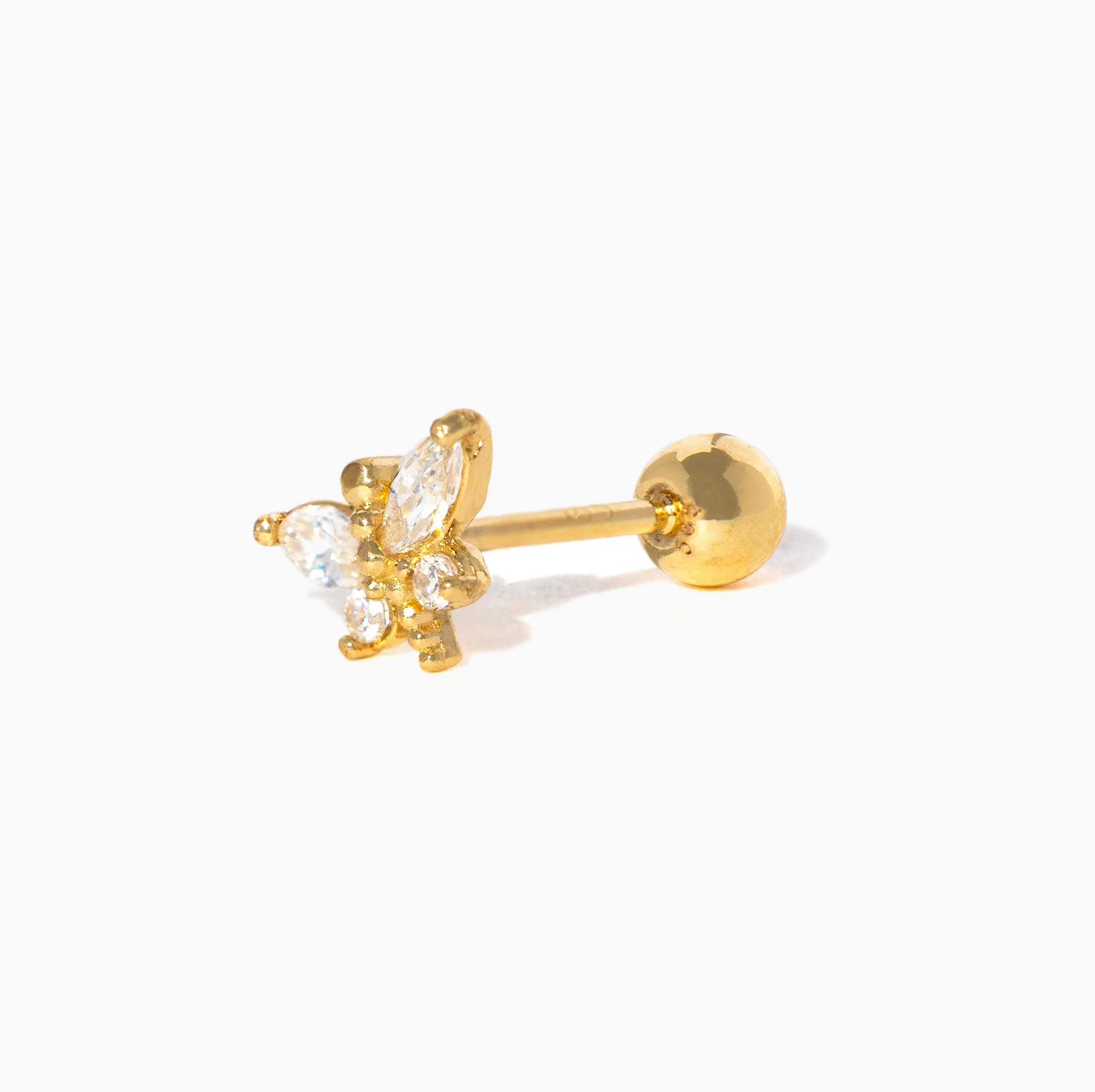 14k Solid Gold Dragonfly Ball Back Stud - Image 3