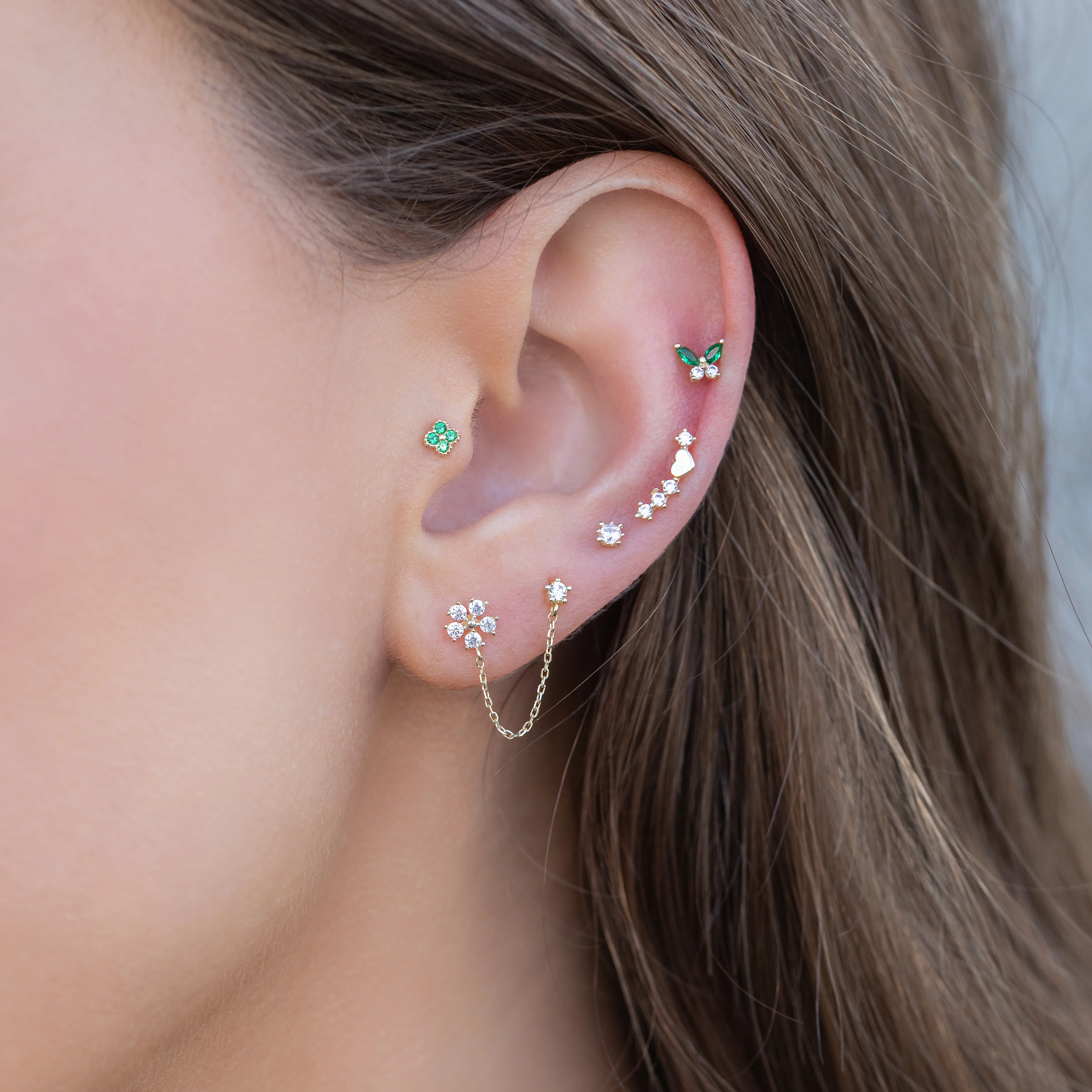 10k Solid Gold Green Goddess Butterfly Stud - Image 3