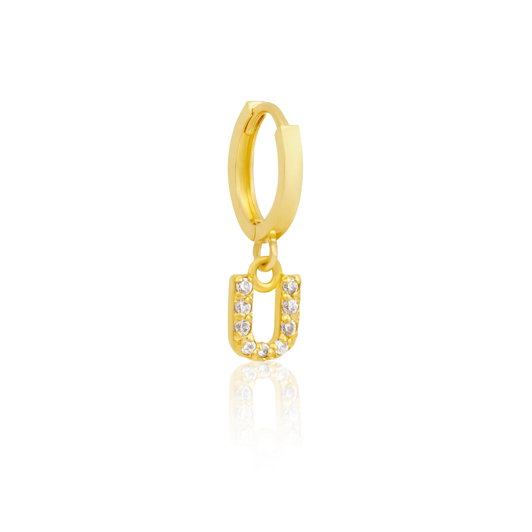 14k Solid Gold Initial Hoop - Image 23