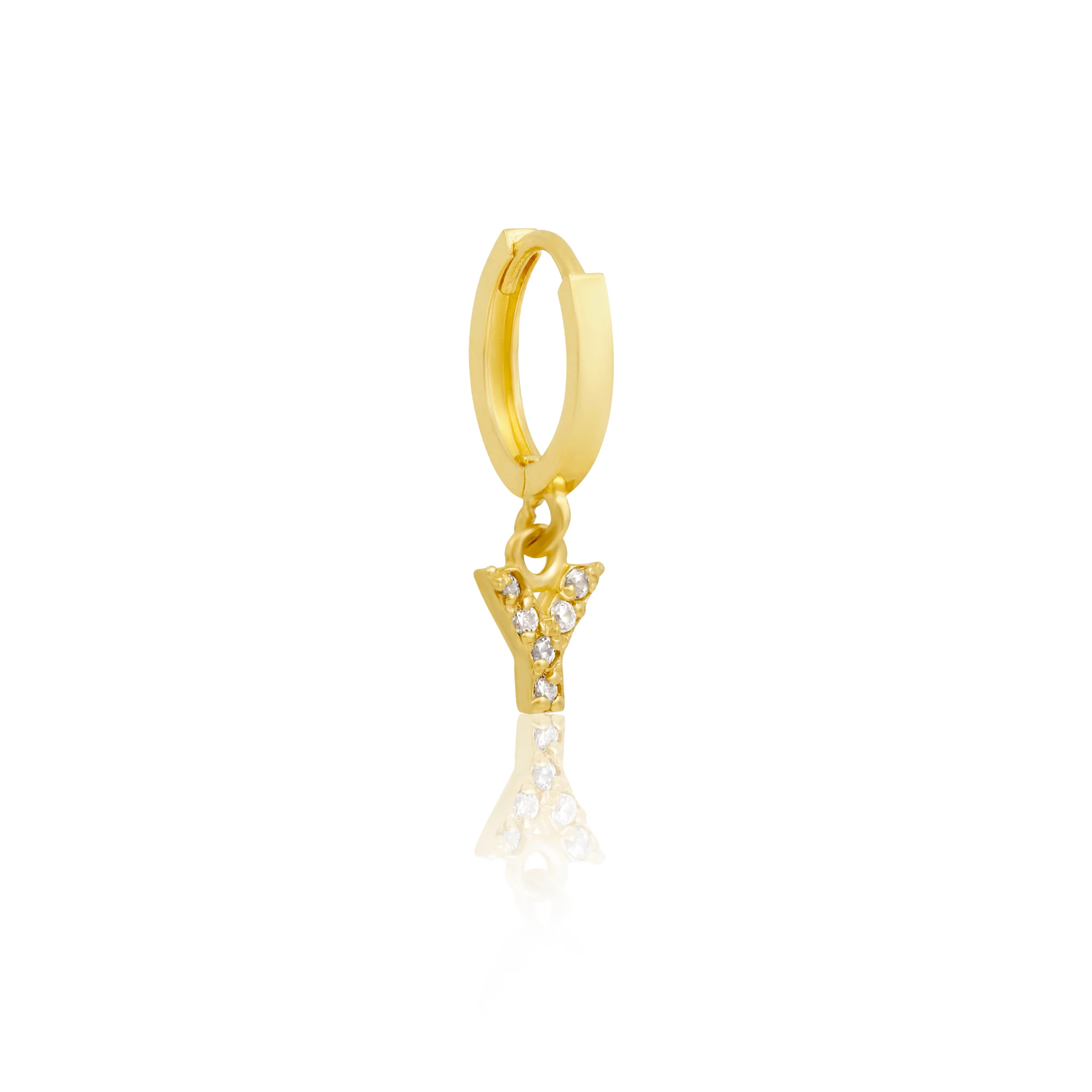 14k Solid Gold Initial Hoop - Image 27