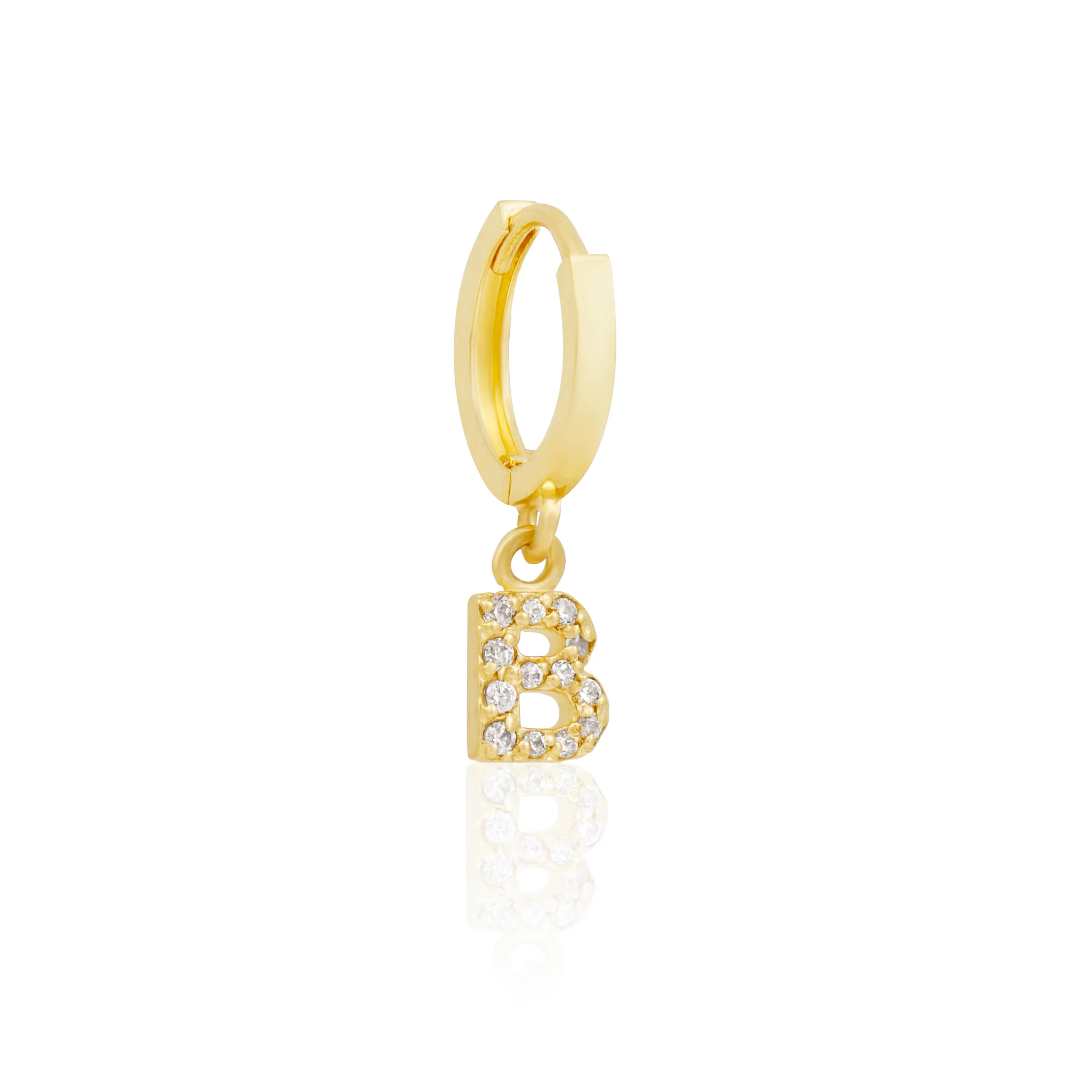 14k Solid Gold Initial Hoop - Image 4
