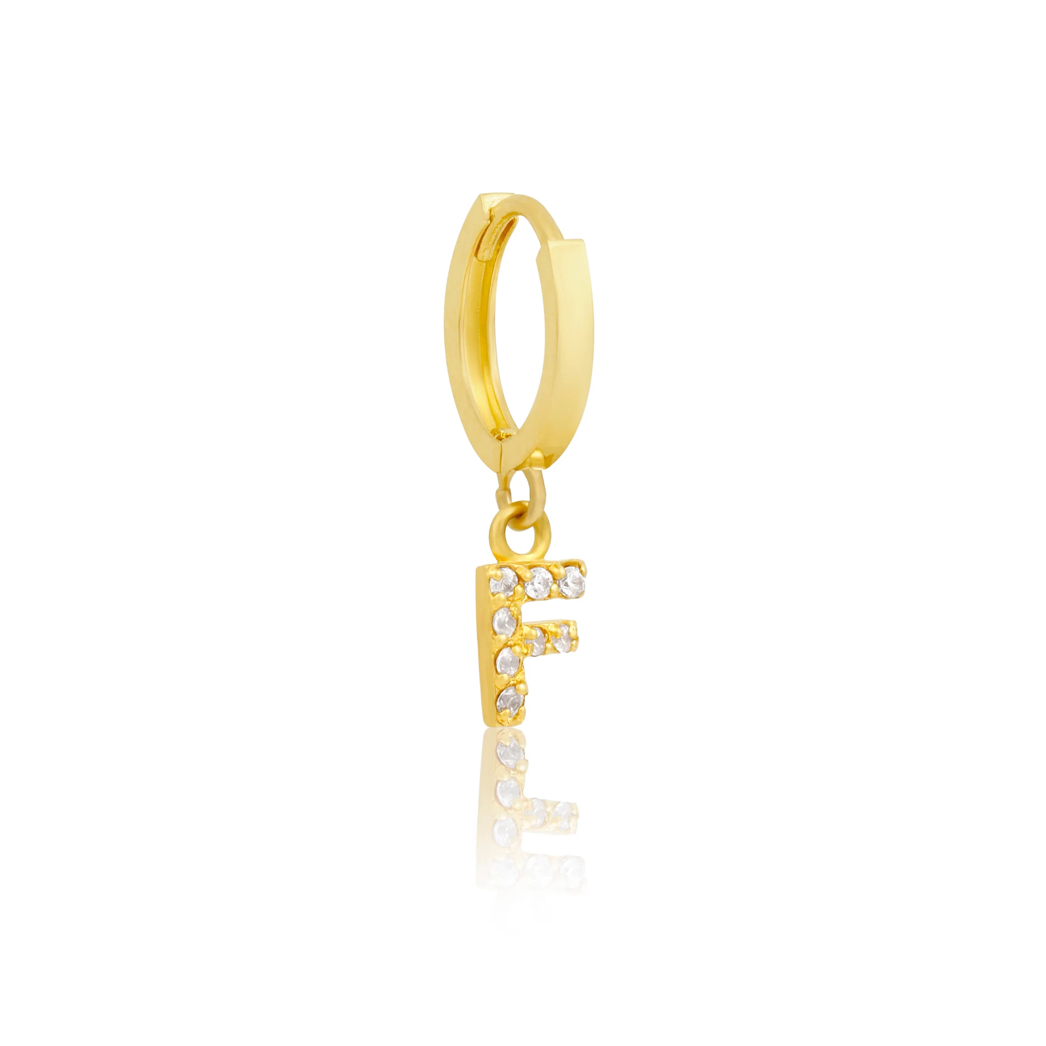 14k Solid Gold Initial Hoop - Image 8