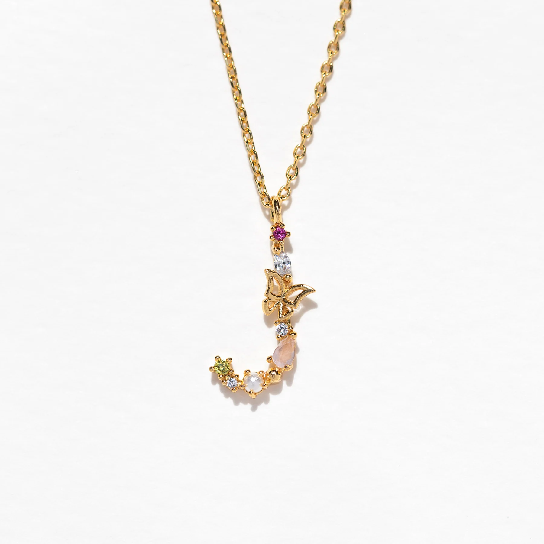 Flutterfly Stone Initial Necklace - Image 33