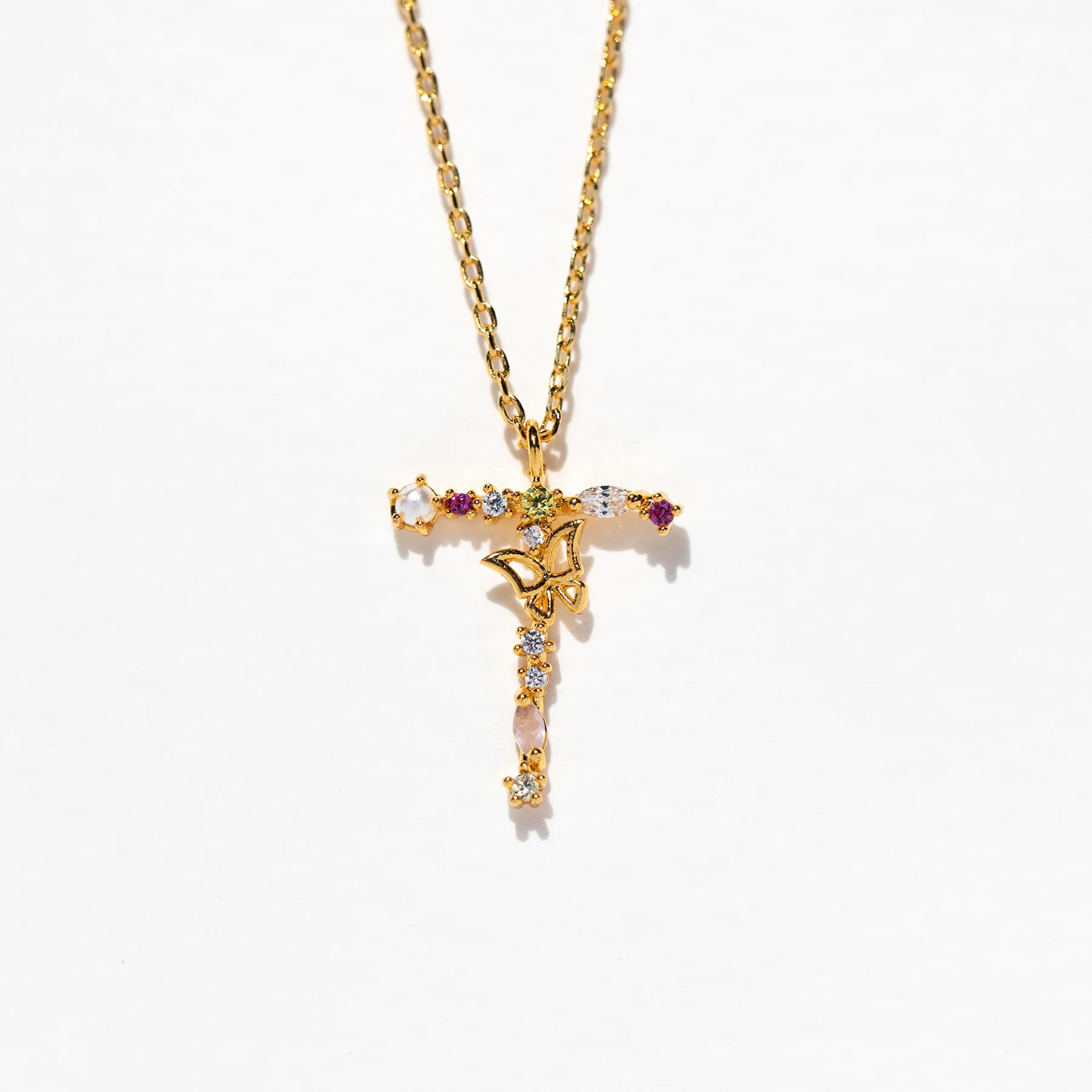 Flutterfly Stone Initial Necklace - Image 63