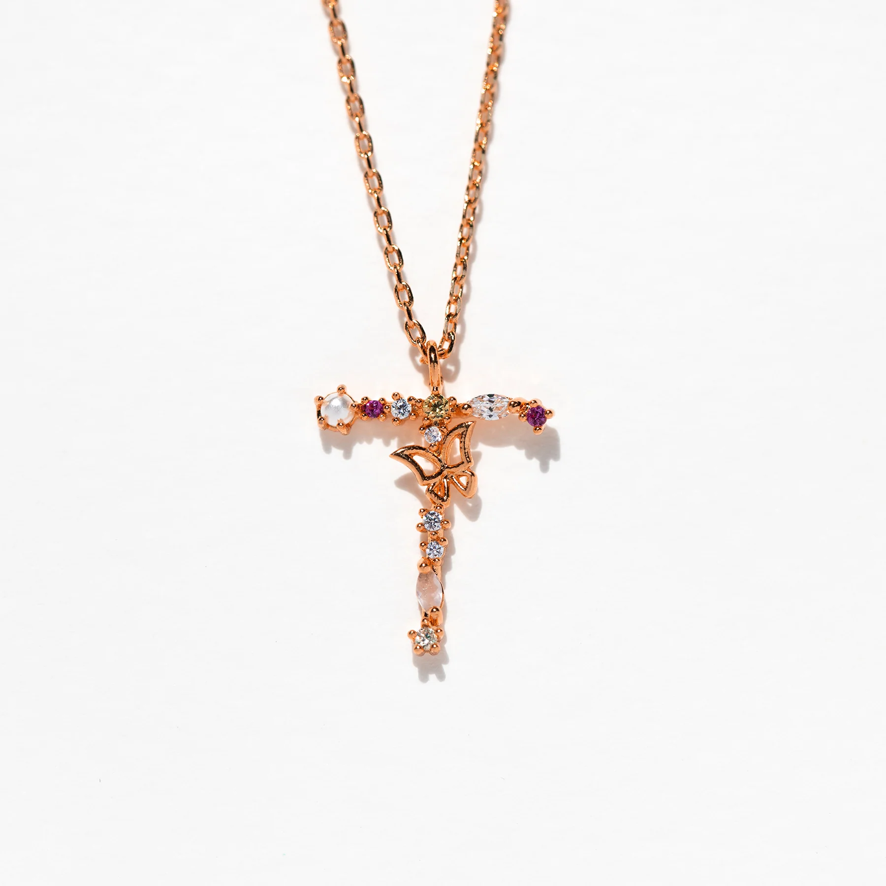 Flutterfly Stone Initial Necklace - Image 64
