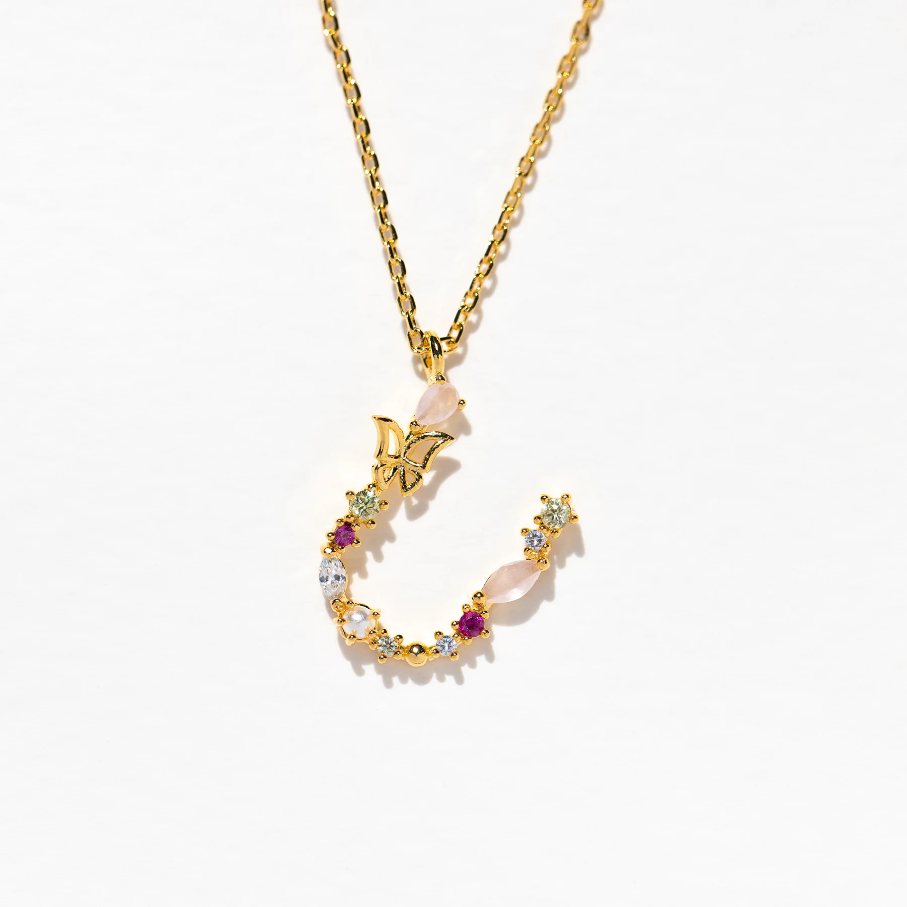 Flutterfly Stone Initial Necklace - Image 66
