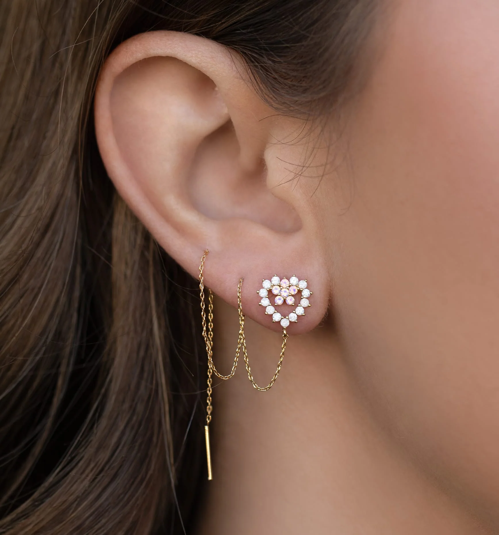 Heartstring Threader Earrings - Image 2