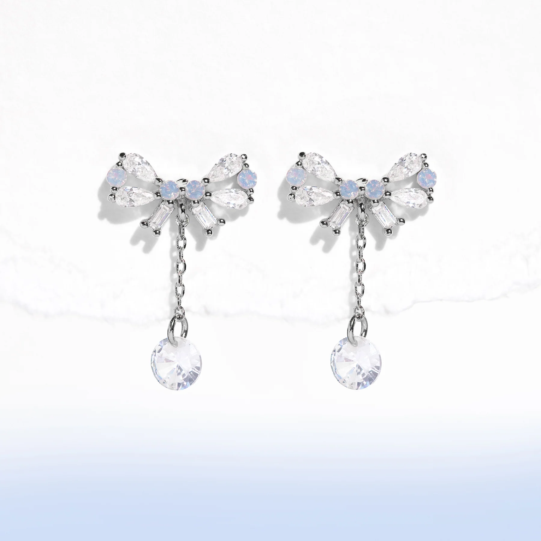 Mini Bow Dew Drop Earrings - Image 4