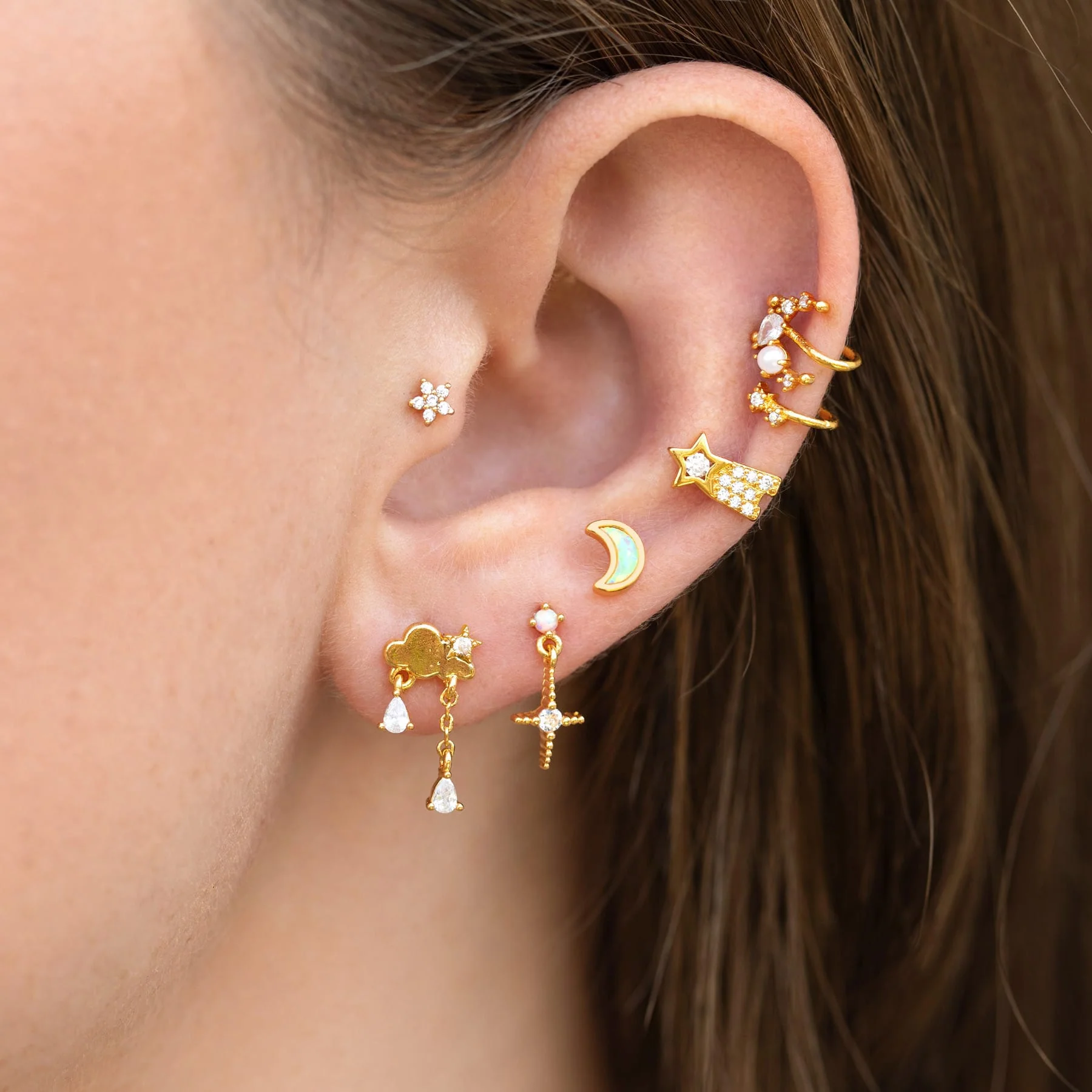 Mini Opal Moon Studs - Image 5